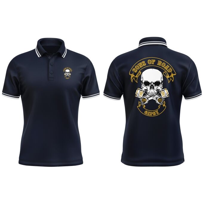 Polo Homme contrasté Sons of Road - Impression haut de gamme