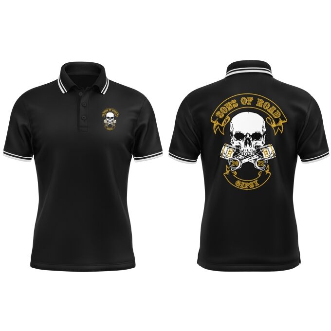 Polo Homme contrasté de qualité supérieure  - SONS OF ROAD (matériau de personnalisation haut de gamme, imprimé en France)