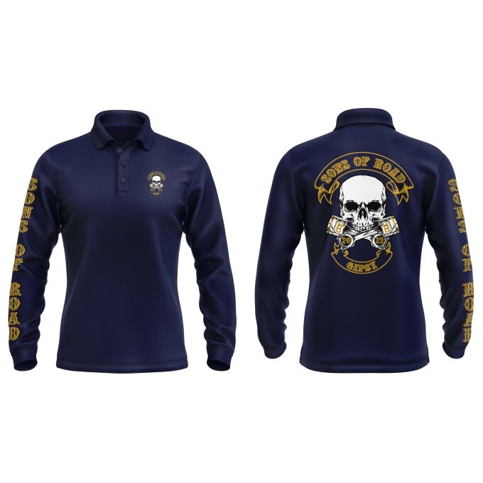 Polo Homme Manches Longues Sons of Road - Impression haut de gamme