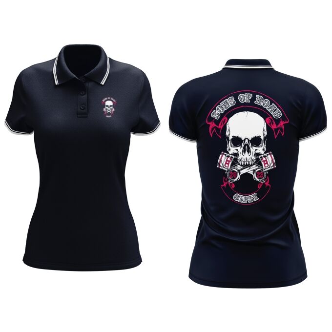 Polo Femme Contrasté Sons of Road - Impression haut de gamme