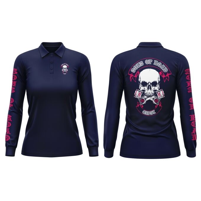 Polo Femme Manches Longues Sons of Road - Impression haut de gamme