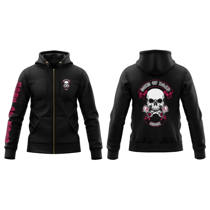 Sweat-Shirt à Capuche Zippé (Veste Gamme DELUXE) (Veste) de qualité supérieure - SONS OF ROAD (matériau de personnalisation haut de gamme, imprimé en France)