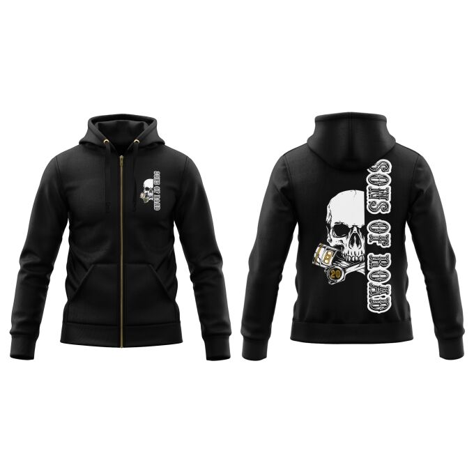 Sweat-Shirt à Capuche Zippé (Veste Gamme DELUXE) Sons of Road - Impression haut de gamme
