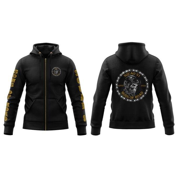 Sweat-Shirt à Capuche Zippé (Veste Gamme DELUXE) Sons of Road - Impression haut de gamme