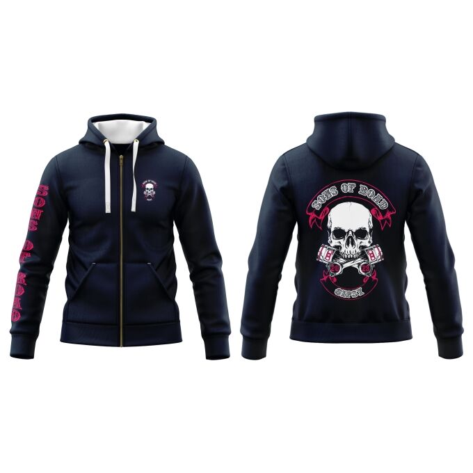 Sweat-Shirt à Capuche Zippé (Veste Gamme DELUXE) Sons of Road - Impression haut de gamme