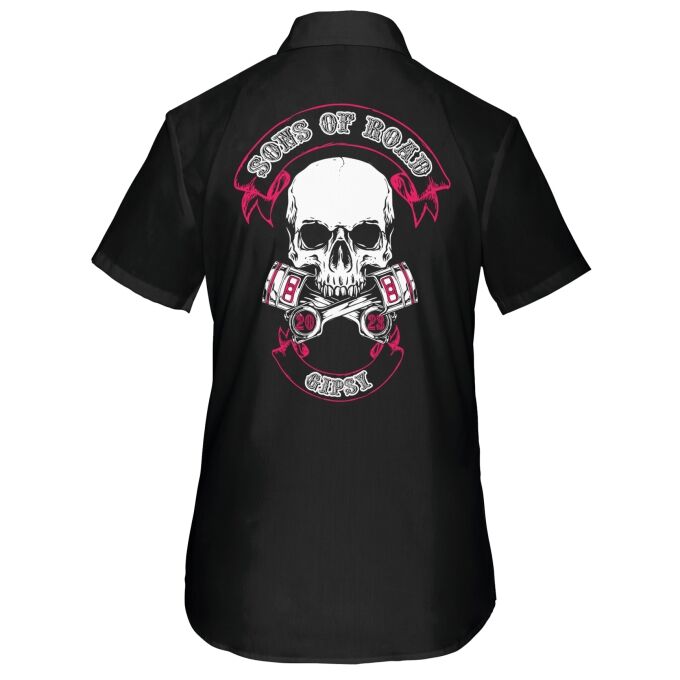 Chemise Femme légère à Manches Courtes Sons of Road - Impression haut de gamme