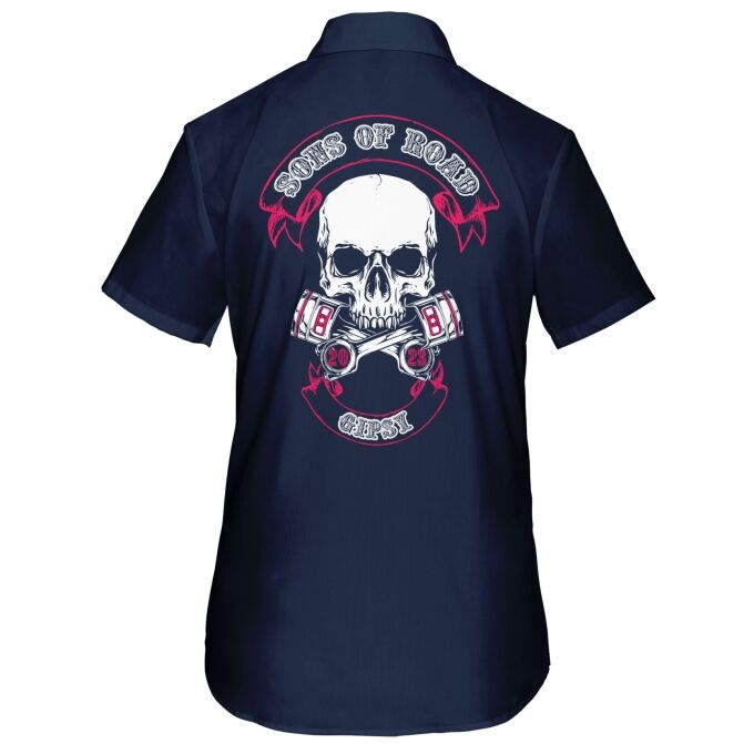 Chemise Femme légère à Manches Courtes Sons of Road - Impression haut de gamme